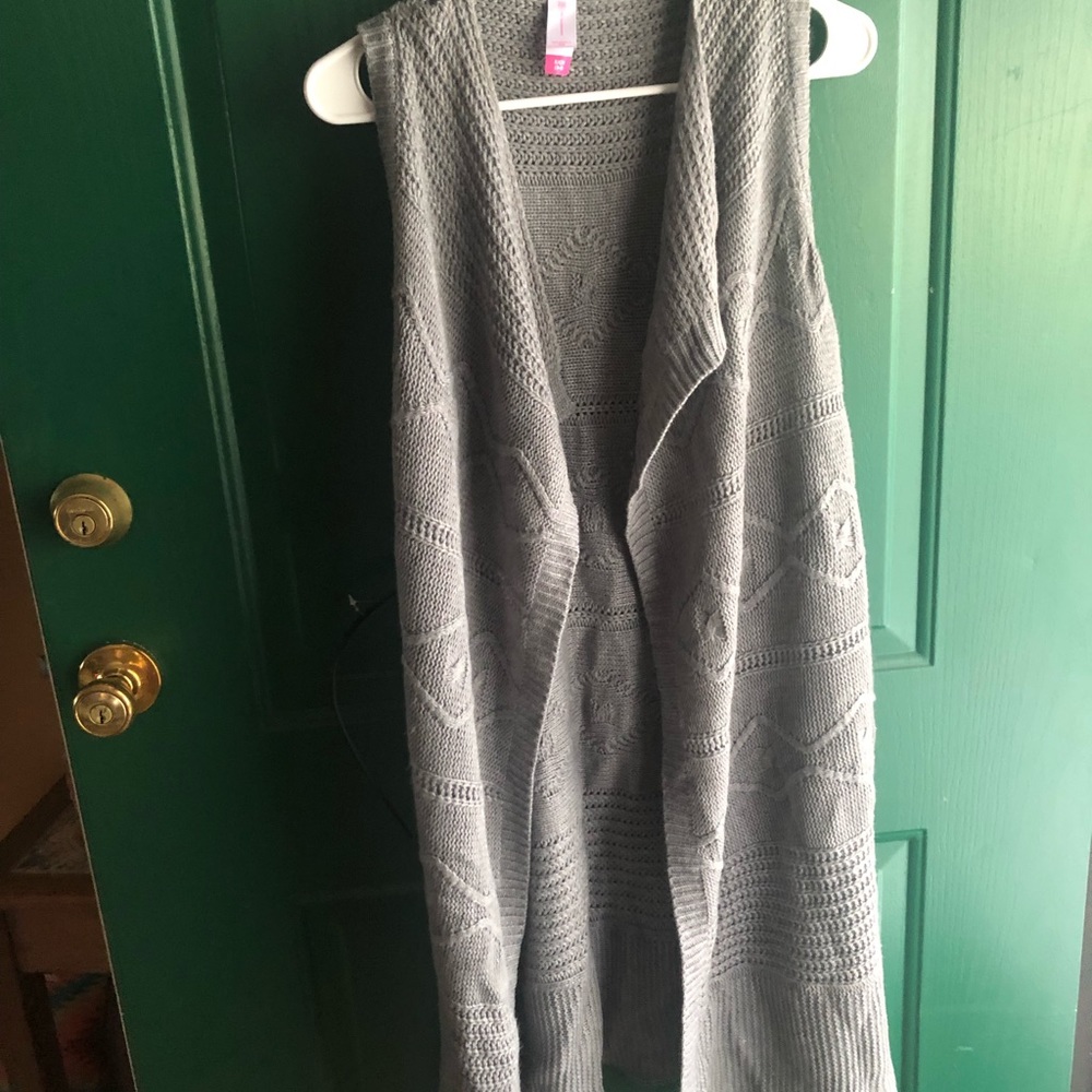 Grey sleeveless cardigan